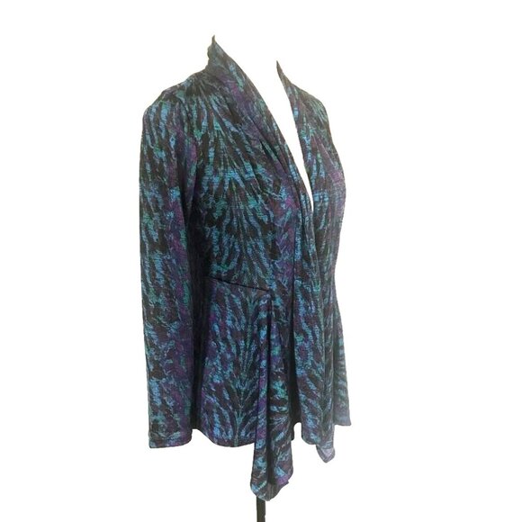CLARA SUN WOO Open Draped Cardigan Lightweight Stretch Size XS Turquoise Purple - Picture 3 of 7